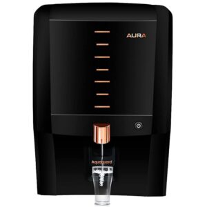 Aquaguard Aura 7L with Active Copper & Zinc 7L storage water purifier,8 stages purification, suitable for borewell, tanker, municipal water(Black) from Eureka Forbes